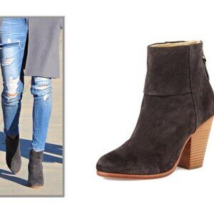 Rag & Bone Black Suede Nubuk Leather Newbury Ankle Boots Women Size 8.5 EUR 38.5